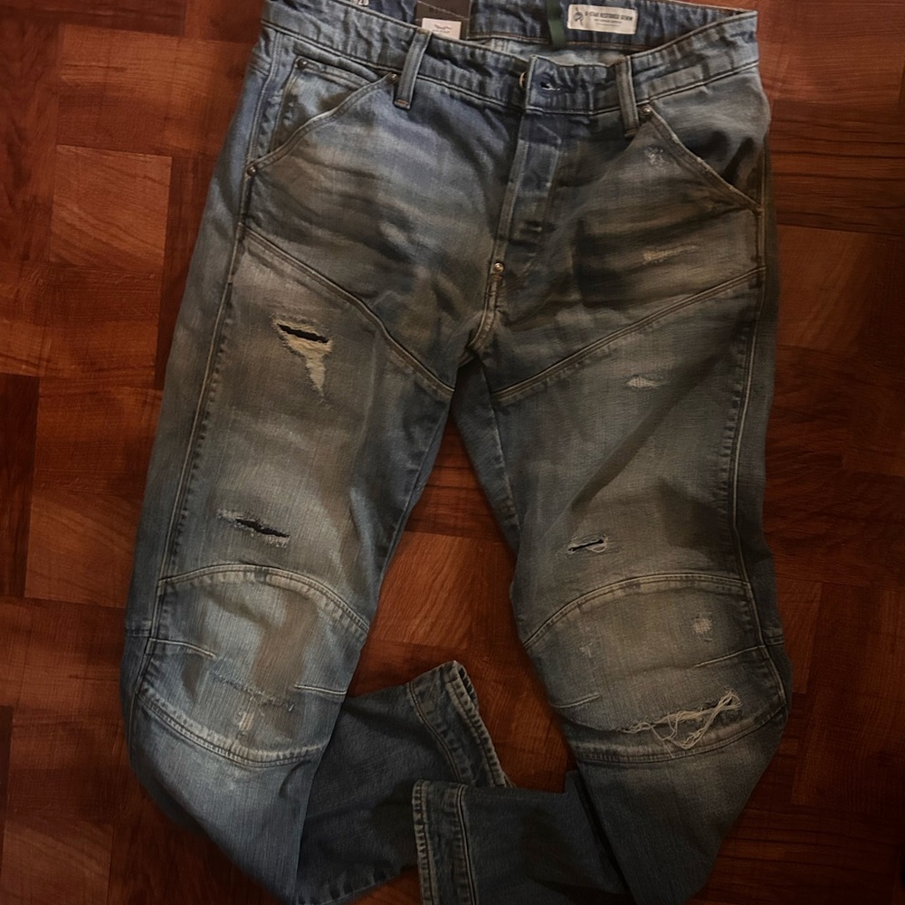 G-Star Relaxed Fit Distressed Gray Jeans